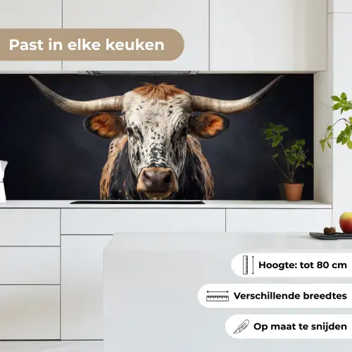Stier - Kleurrijk - Hoorns keuken achterwand 2 middel -sfeer4_NL
