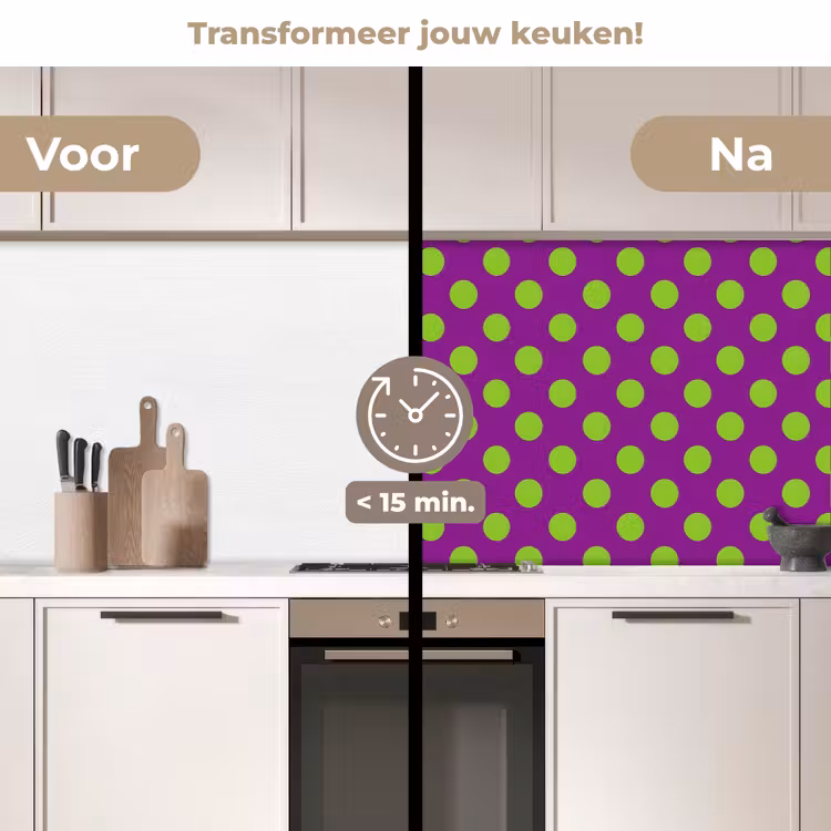 Stippen - Klassiek - Groen keuken achterwand 2 middel 871 -voor-na2_NL