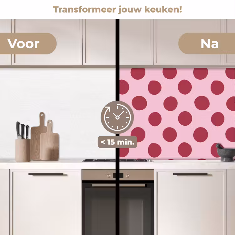 Stippen - Patroon - Bordeaux keuken achterwand 2 middel 871 -voor-na2_NL