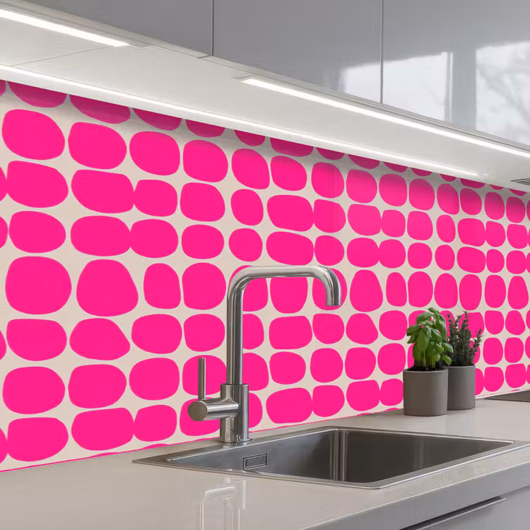 Stippen - Patroon - Roze keuken achterwand 2 middel 871 -3d_schuin