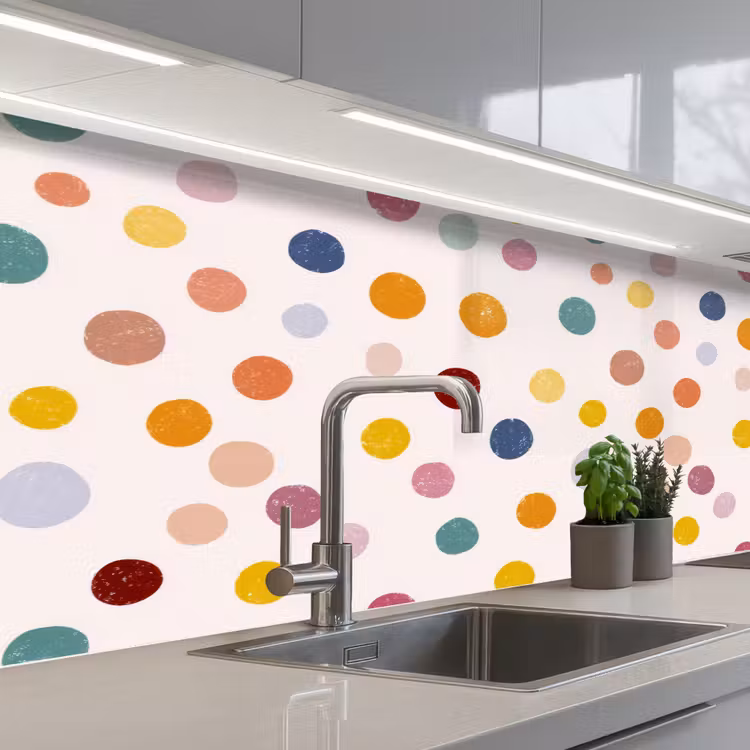 Stippen - Subtiel - Kleurrijk keuken achterwand 2 middel 871 -3d_schuin