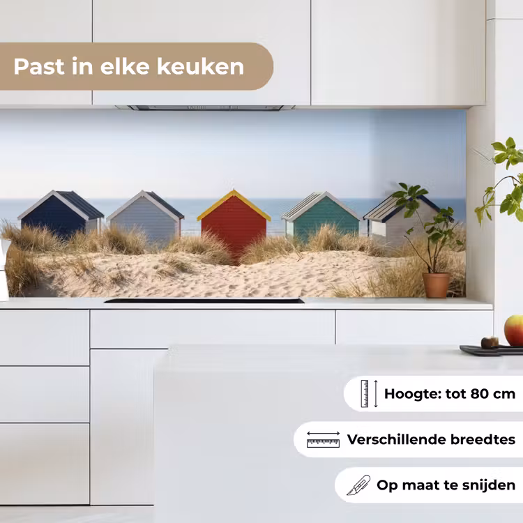 Strand - Huisjes - Kleurrijk - Duinen keuken achterwand 2 middel -sfeer4_NL