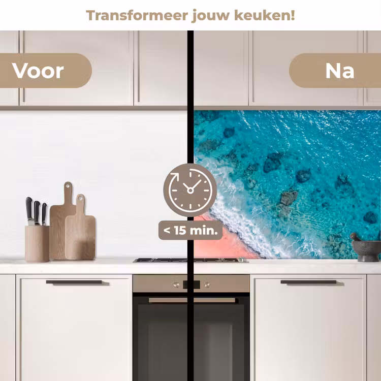 Strand - Oceaan - Golven - Roze Zand - Natuur keuken achterwand 2 middel -voor-na2_NL