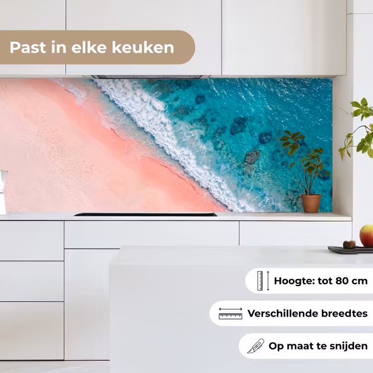 Strand - Oceaan - Golven - Roze Zand - Natuur keuken achterwand 2 middel -sfeer4_NL