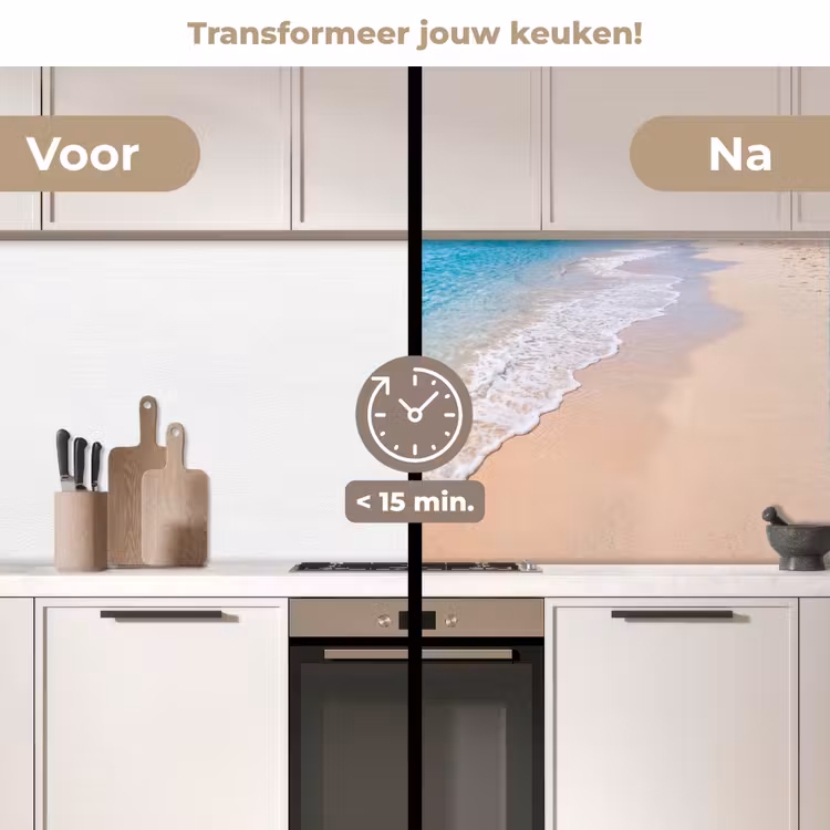 Strand - Water - Natuur - Blauw - Beige keuken achterwand 2 middel -voor-na2_NL
