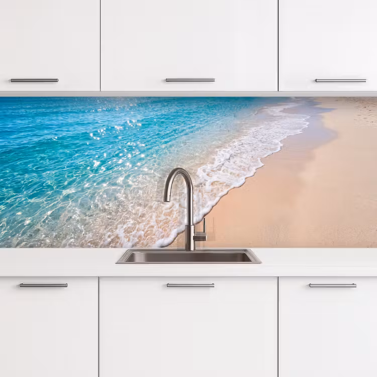 Strand - Water - Natuur - Blauw - Beige keuken achterwand 2 middel -3d