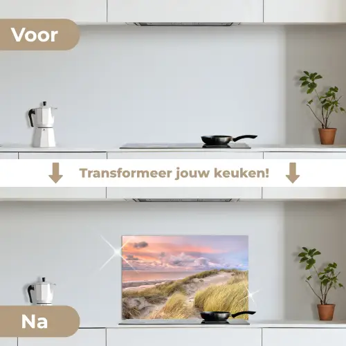 Strand - Zee - Duin - Zonsondergang keuken achterwand spatscherm klein -voor_na_NL