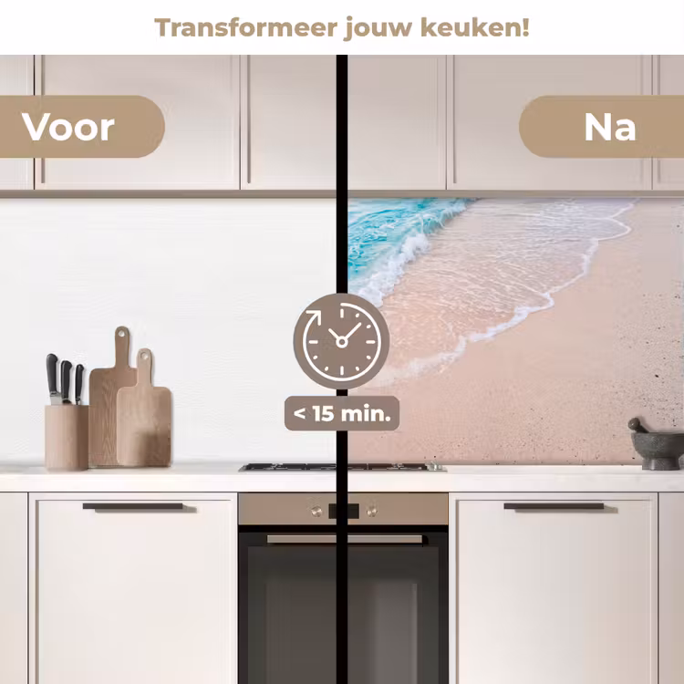 Strand - Zee - Golf - Natuur - Blauw keuken achterwand 2 middel -voor-na2_NL
