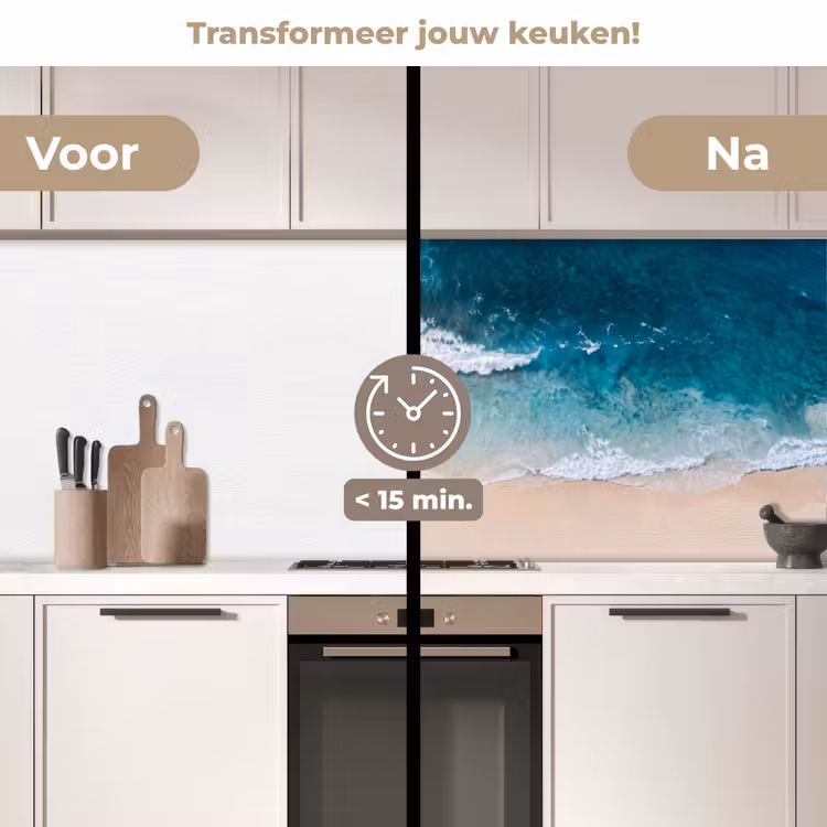 Strand - Zee - Golven - Natuur - Blauw keuken achterwand 2 middel -voor-na2_NL