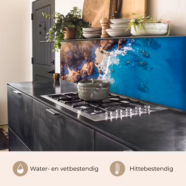 Strand - Zee - Rotsen - Natuur - Blauw keuken achterwand 2 middel -usp_NL