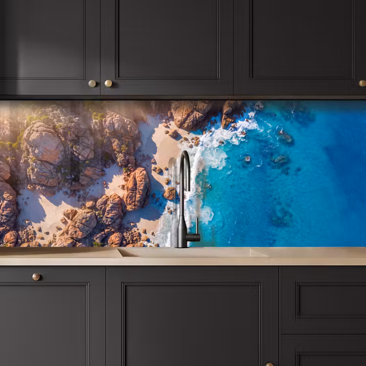 Strand - Zee - Rotsen - Natuur - Blauw keuken achterwand 2 middel -sfeer1