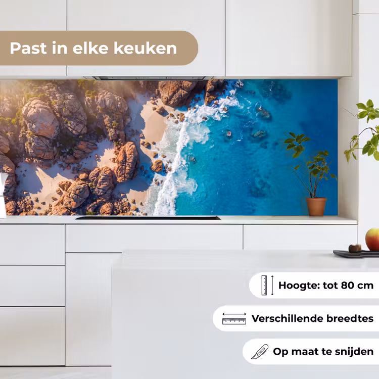 Strand - Zee - Rotsen - Natuur - Blauw keuken achterwand 2 middel -sfeer4_NL