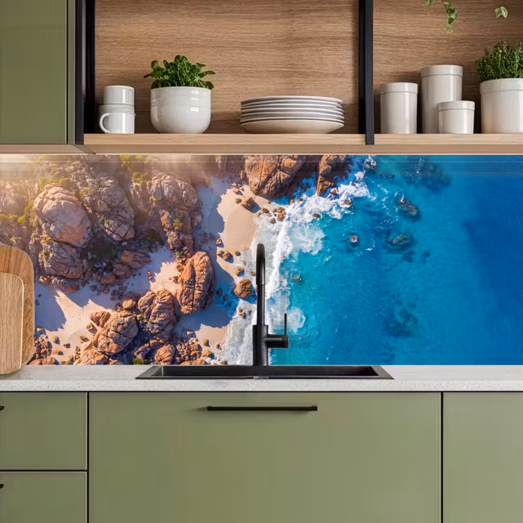 Strand - Zee - Rotsen - Natuur - Blauw keuken achterwand 2 middel -sfeer3