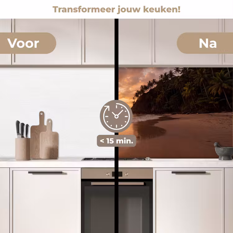 Strand - Zonsondergang - Natuur - Tropisch - Oranje keuken achterwand 2 middel -voor-na2_NL
