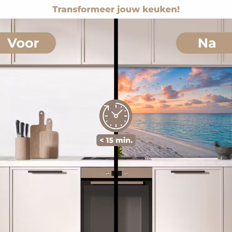 Strand - Zonsondergang - Palmbomen - Tropisch - Natuur keuken achterwand 2 middel -voor-na2_NL