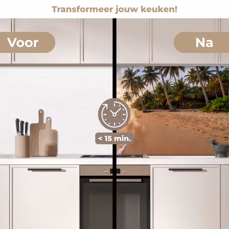 Strand - Zonsondergang - Tropisch - Natuur - Goud keuken achterwand 2 middel -voor-na2_NL