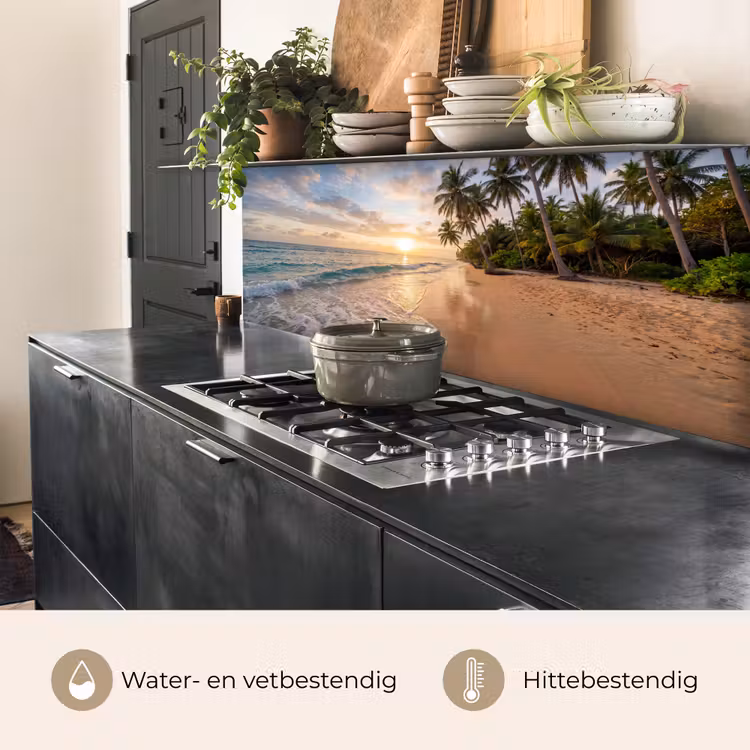 Strand - Zonsondergang - Tropisch - Natuur - Goud keuken achterwand 2 middel -usp_NL