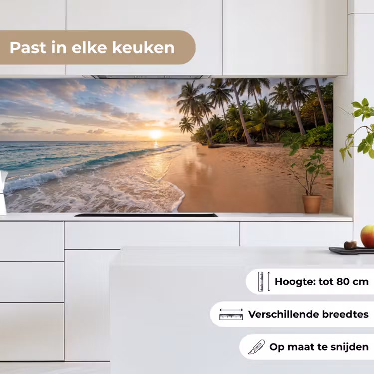 Strand - Zonsondergang - Tropisch - Natuur - Goud keuken achterwand 2 middel -sfeer4_NL
