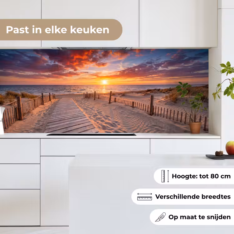 Strand - Zonsondergang - Zee - Natuur - Oranje keuken achterwand 2 middel -sfeer4_NL