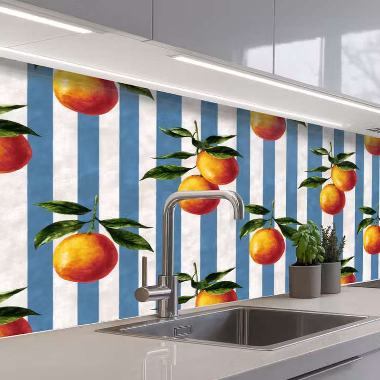 Strepen - Citroen - Blauw keuken achterwand 2 middel 871 -3d_schuin