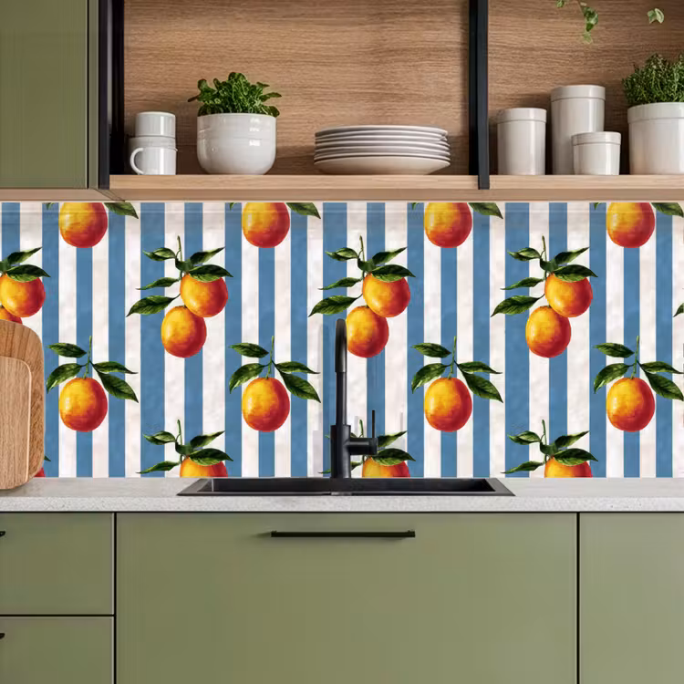 Strepen - Citroen - Blauw keuken achterwand 2 middel 871 -sfeer3