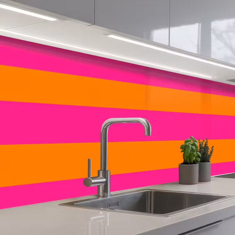 Strepen - Horizontaal - Roze keuken achterwand 2 middel 871 -3d_schuin