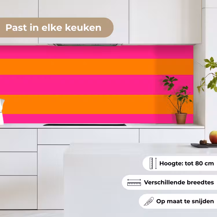 Strepen - Horizontaal - Roze keuken achterwand 2 middel 871 -sfeer4_NL