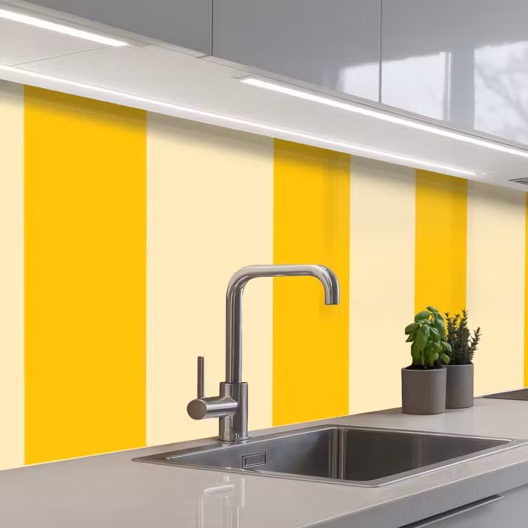 Strepen - Klassiek - Geel keuken achterwand 2 middel 871 -3d_schuin
