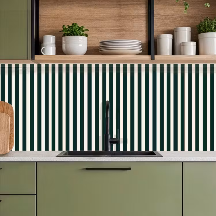 Strepen - Klassiek - Groen keuken achterwand 2 middel 871 -sfeer3