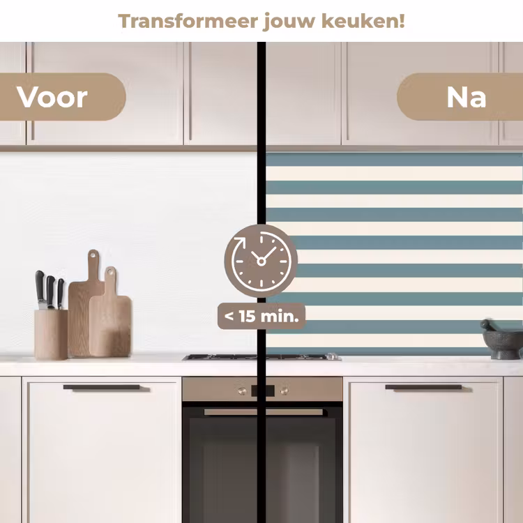 Strepen - Modern - Blauw keuken achterwand 2 middel 871 -voor-na2_NL