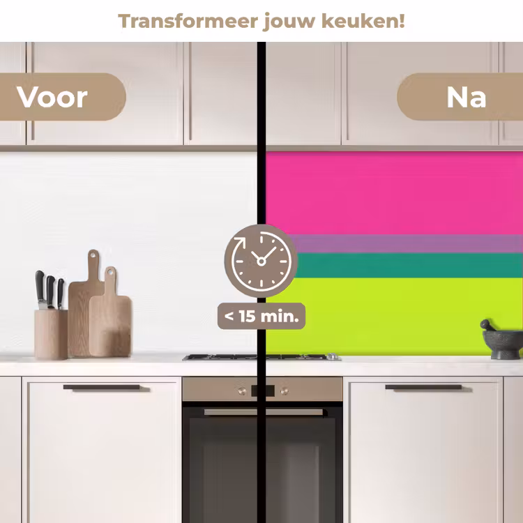 Strepen - Modern - Kleurrijk keuken achterwand 2 middel -voor-na2_NL