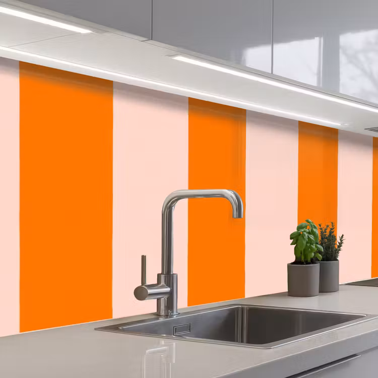 Strepen - Modern - Oranje keuken achterwand 2 middel 871 -3d_schuin