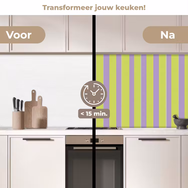 Strepen - Patroon - Groen keuken achterwand 2 middel 871 -voor-na2_NL