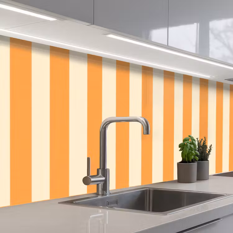 Strepen - Patroon - Oranje keuken achterwand 2 middel 871 -3d_schuin