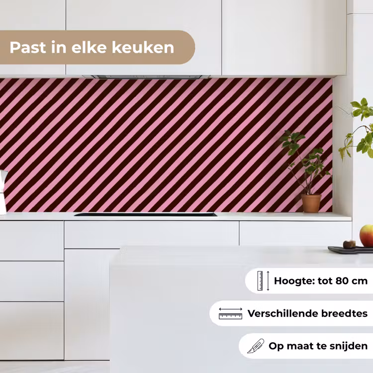 Strepen - Roze - Bruin keuken achterwand 2 middel 871 -sfeer4_NL