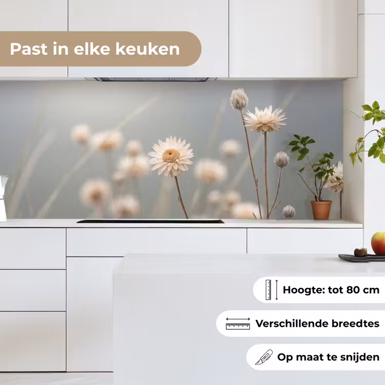 Strobloemen - Wit - Daglicht keuken achterwand 2 middel -sfeer4_NL