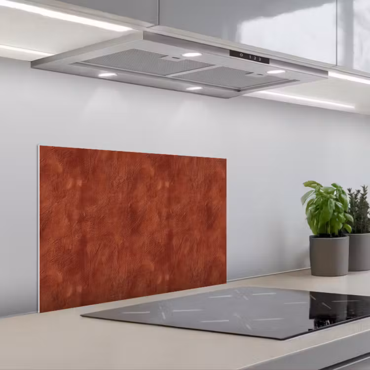 Stucwerk - Textuur - Terracotta keuken achterwand spatscherm klein 900 -3d_schuin