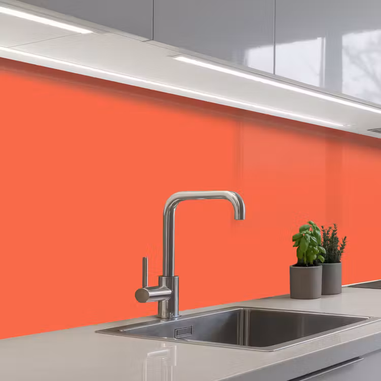 Sunset - Salmon - Oranje keuken achterwand 2 middel 871 -3d_schuin