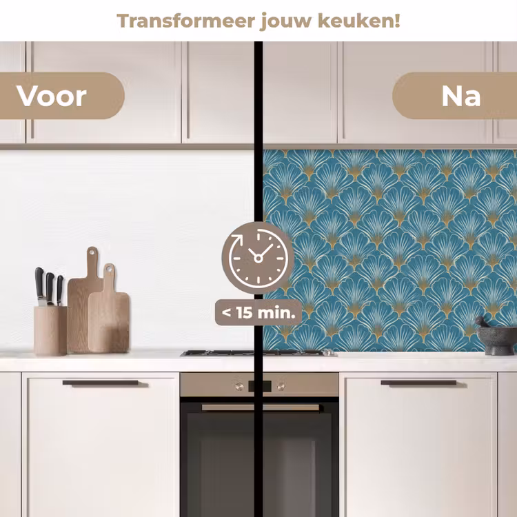 Symmetrisch - Patroon - Blauw keuken achterwand 2 middel 871 -voor-na2_NL