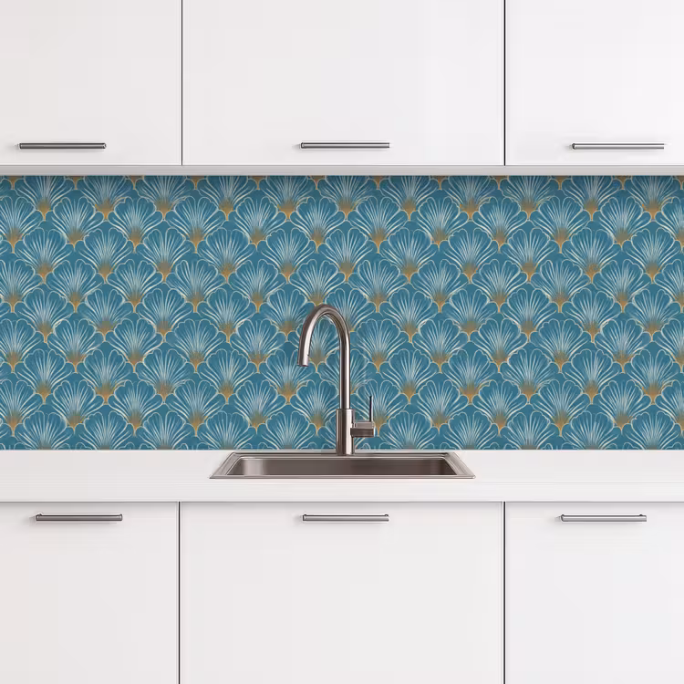 Symmetrisch - Patroon - Blauw keuken achterwand 2 middel 871 -3d