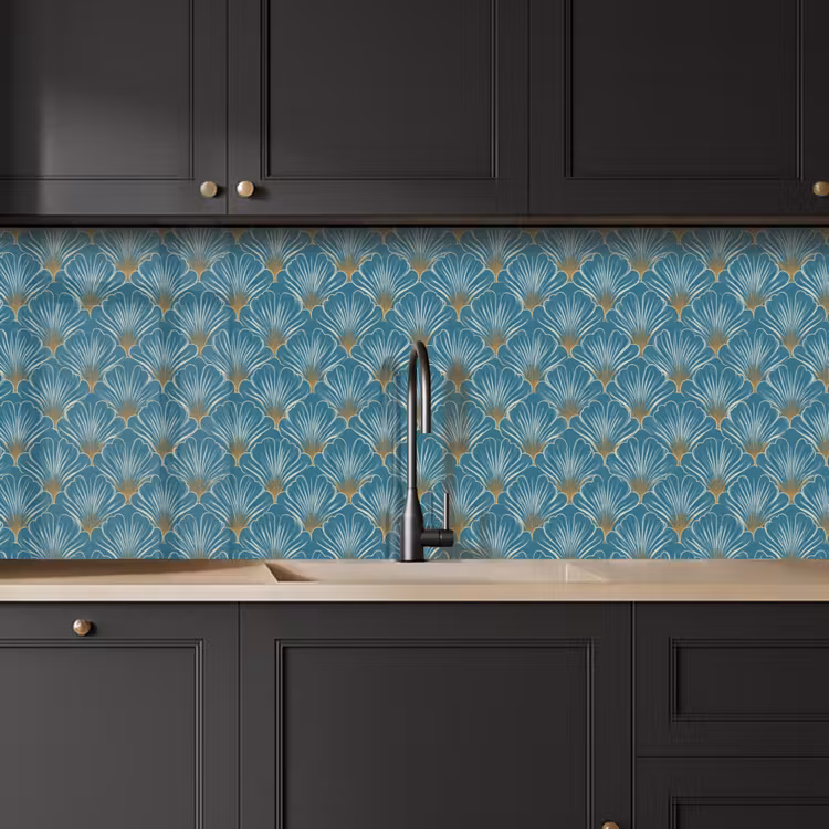 Symmetrisch - Patroon - Blauw keuken achterwand 2 middel 871 -sfeer1