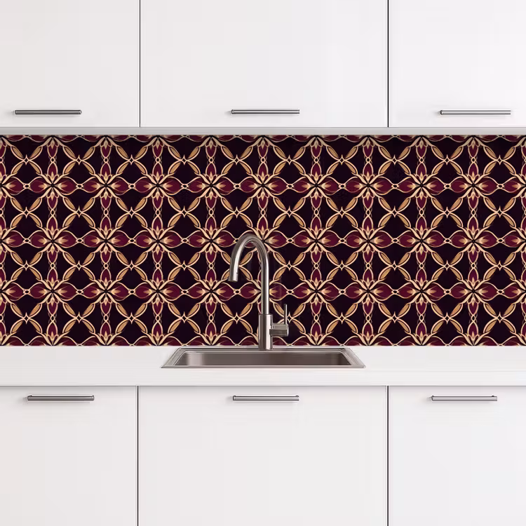 Symmetrisch - Tegel - Burgundy keuken achterwand 2 middel 871 -3d