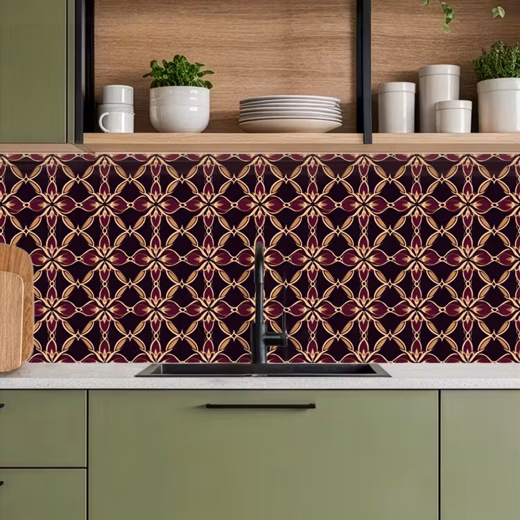 Symmetrisch - Tegel - Burgundy keuken achterwand 2 middel 871 -sfeer3