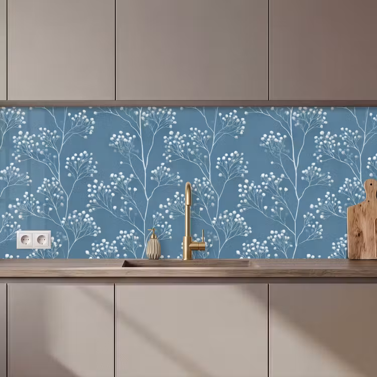 Takken - Bessen - Patroon - Lichtblauw keuken achterwand 2 middel 871 zz_3dshopping