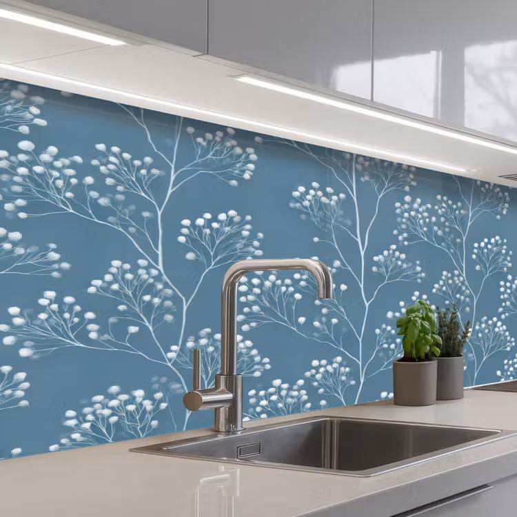 Takken - Bessen - Patroon - Lichtblauw keuken achterwand 2 middel 871 -3d_schuin