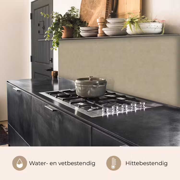 Taupekleur - Gewolkt textuur - Natuurlijk keuken achterwand 2 middel 871 -voor-na2_NL