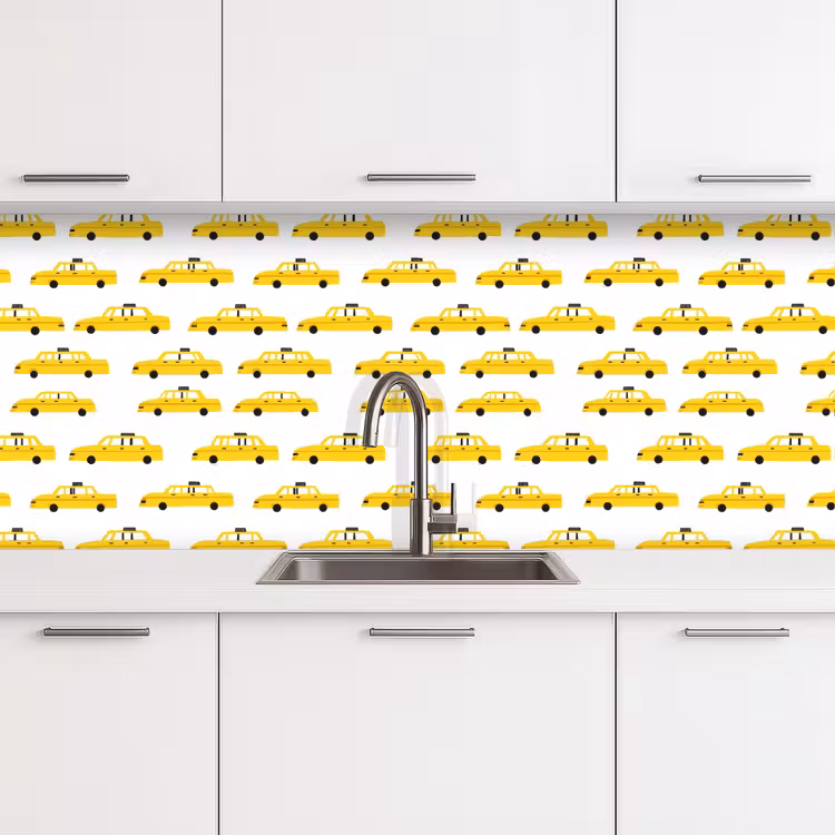 Taxi - Iconisch - Geel keuken achterwand 2 middel 871 -3d