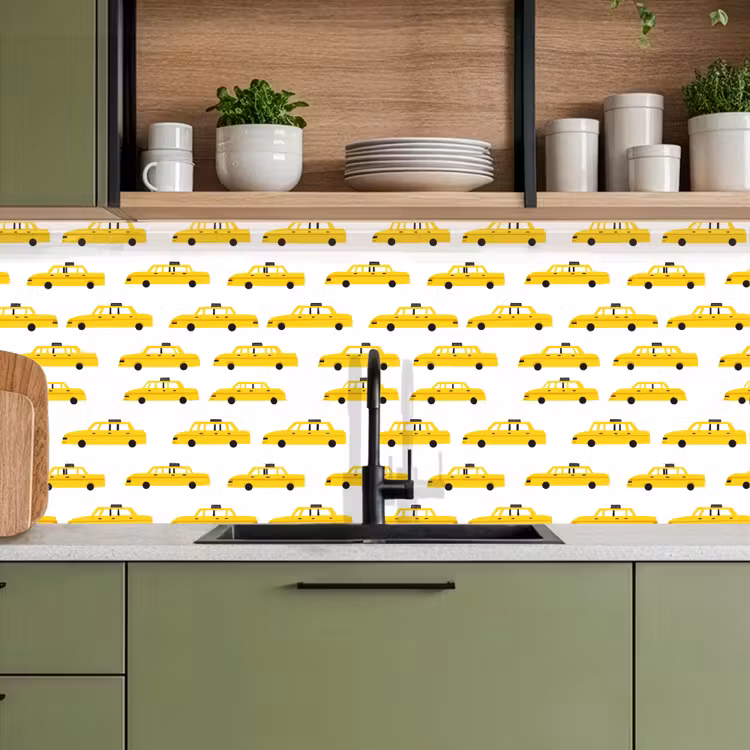 Taxi - Iconisch - Geel keuken achterwand 2 middel 871 -sfeer3