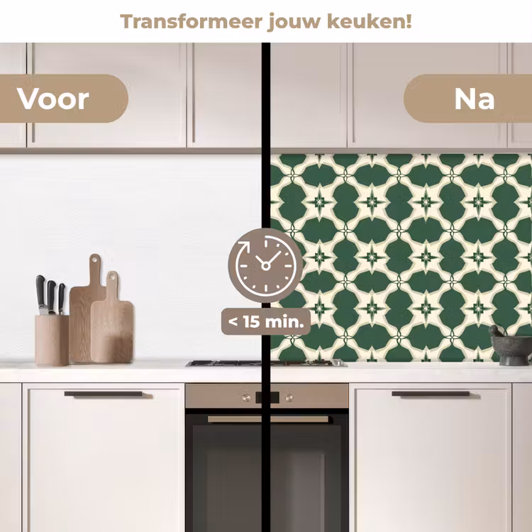 Tegel - Klassiek - Groen keuken achterwand 2 middel 871 -voor-na2_NL