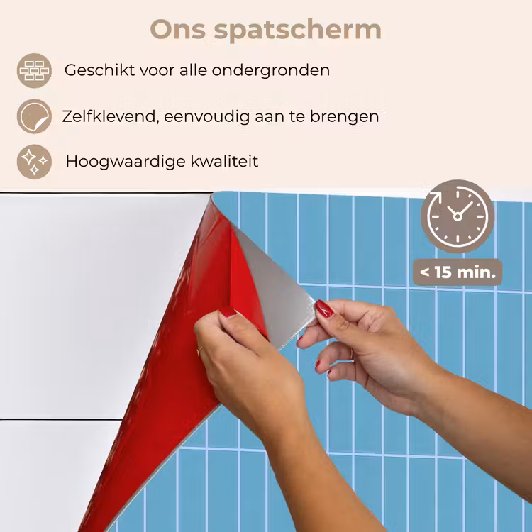 Tegel - Langwerpig - Patroon - Blauw keuken achterwand spatscherm klein 900 -spatscherm_NL